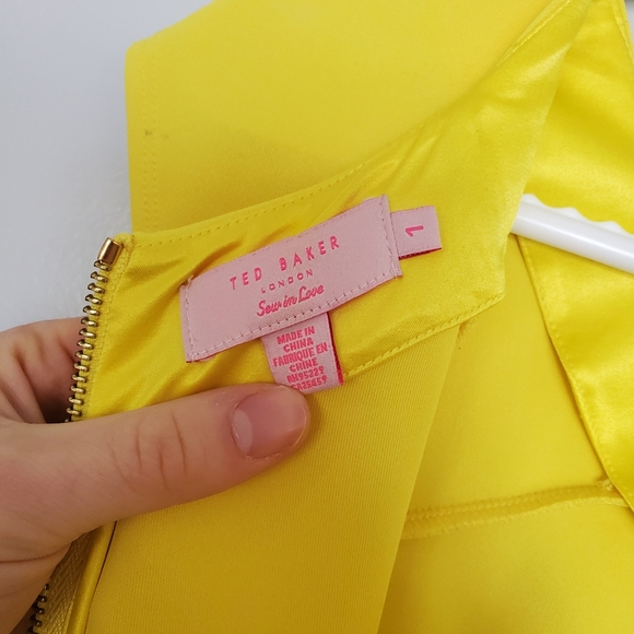 Ted Baker London Sew In Love Neon Yellow Dress 💛 Size 1 - Picture 7 of 14
